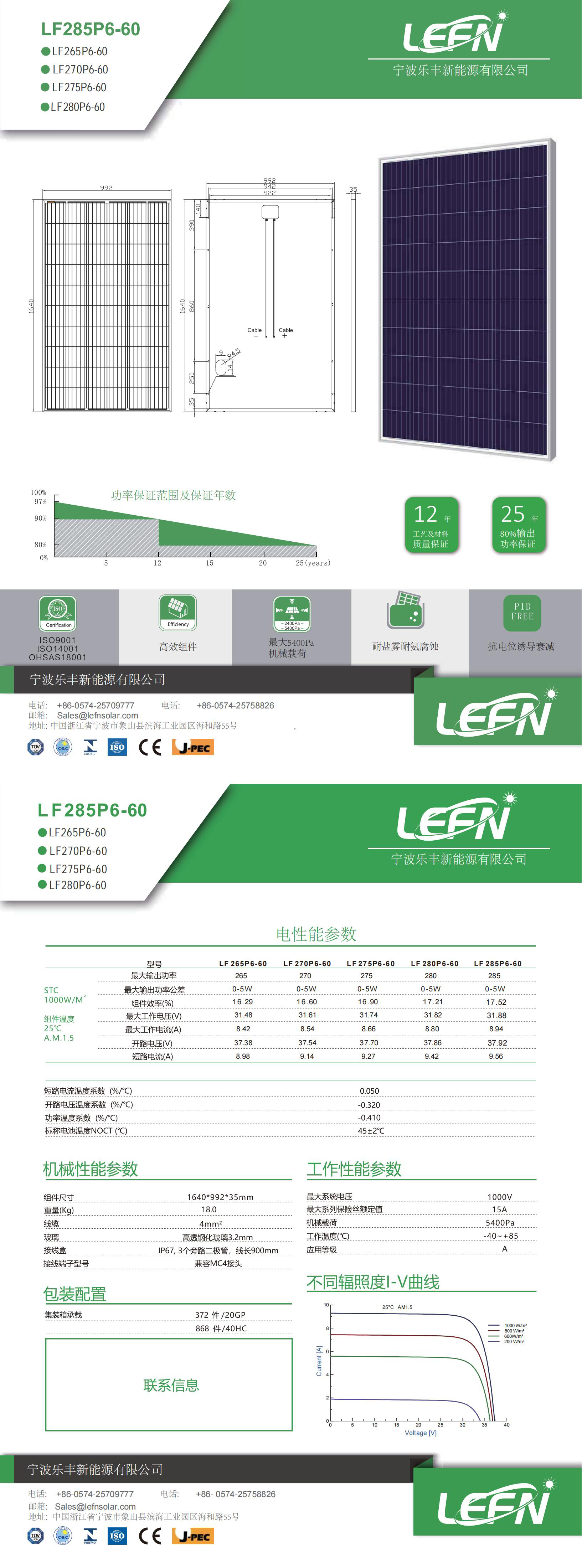LF265-285P6-60 产品规格书